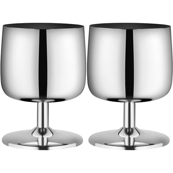 Stainless Steel Wine Glasses 2pcs Mini Shot Glasses Silver Drop Resistant Wine Goblet Metal Wine Glass for Cold Drinks Beer