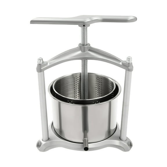 Stainless Steel Wine Press, Fruit Wine Press Fruit Cider Grinder,W/Dual Stainless Steel Barrels,Manual Press Machine with Triangular Structure & T-Handle