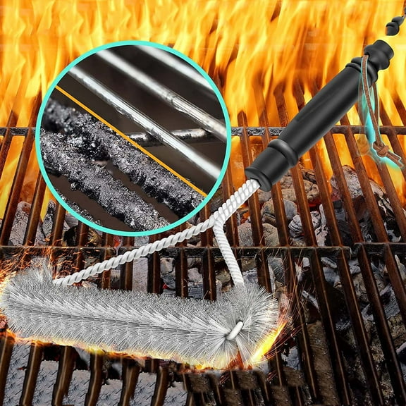 Stainless Steel Wire Barbecue Grill Brush Bbq Cleaning Tool For Grates That Won'T Shed Stiff Bristles Easily Cleans Every Inch Of Greased Or Dirty Grates Durable Metal Frame