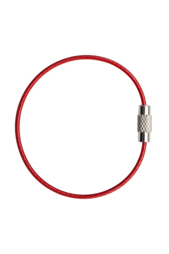 Stainless Steel Wire Cable Keychain Rings with Protective Vinyl Coating Flexible Screw Lock Loops for Luggage Tags