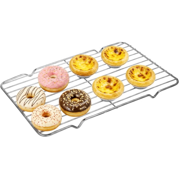 Stainless Steel Wire Cooling Rack with 4 Legs, Thickened Small Rectangle Baking Rack for Meat and Cookies, 12.2 x 7.87 Inches Silver