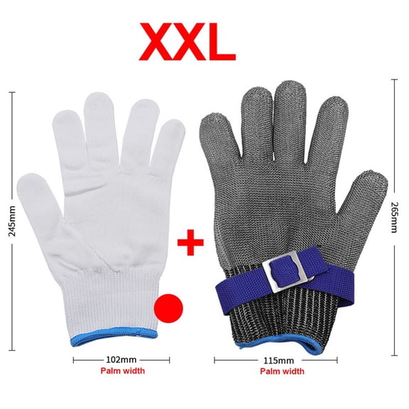 Stainless Steel Wire Cut Resistant Gloves With Nylon Gloves For Kitchen Gardening Construction Wood Carving Protective Work Gloves Silver White S M L Xl Xxl Xxl
