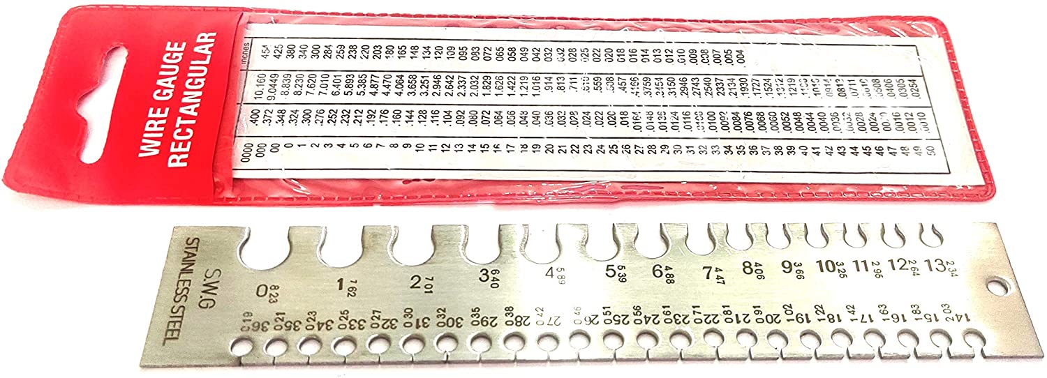 Stainless Steel Wire Gauge Measures Standard and Metric (LINEAR SCALE