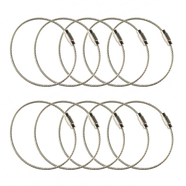bayite BYT-WKC-054 10 Inch Stainless Steel Wire Keychains 2mm Cable Key  Rings Heavy Duty Pack of 10
