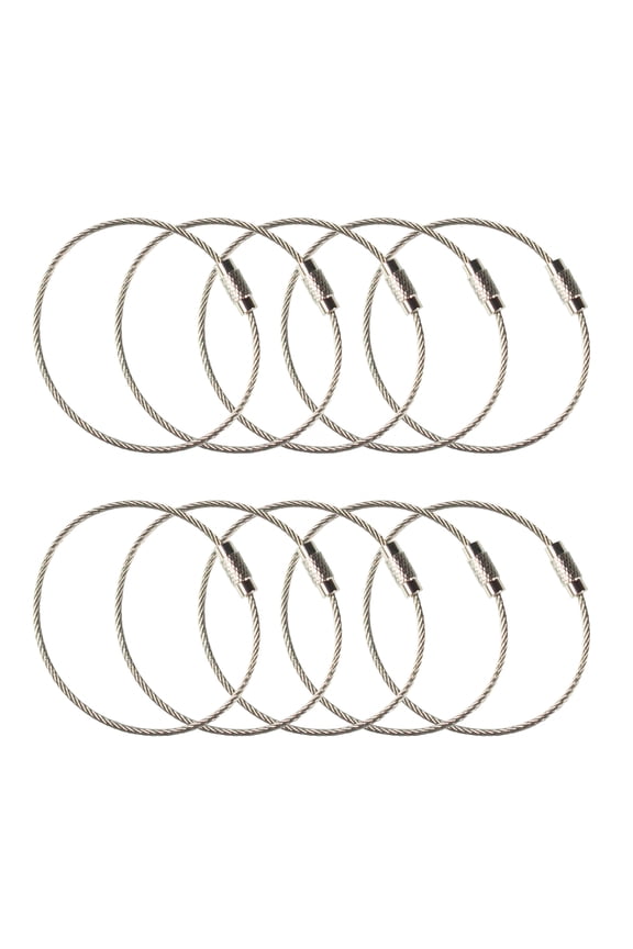 Stainless Steel Wire Keychains 1.5mm 6.3 Inches Aircraft Cable Key Ring Loops for Hanging Luggage Tags or ID Tags