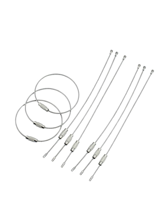 Stainless Steel Wire Keychains Cable Key Ring Wire Car Cable Keyring Hinge Keepers Binding Carabiner Big Locking Heavy Duty Luggage Tags Loops Tag Keepers Twist Barrel (2mm * 200 mm)