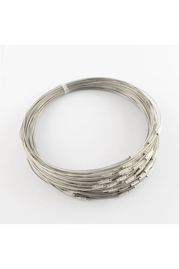 Stainless Steel Wire Necklace Cord DIY Jewelry Making with Brass Screw Clasp Dark Gray 17.5 inch