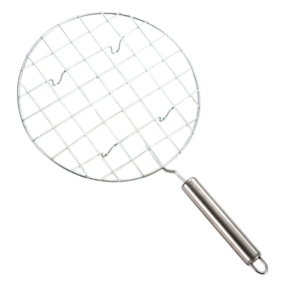 Stainless Steel Wire Roaster – Cheese Toast Grill Tool, Anti-Scald Round Cooking Net with Handle, Durable Vegetable Roasters for BBQ Camping Picnic, Multi-Purpose Grill Pan, 1Pc(Silver1,13x7.5")
