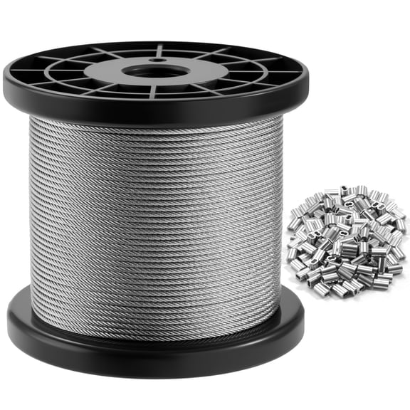 Stainless Steel Wire Rope 500FT 1/16 wire rope For Outdoor Hanging String Lights Garden Trellis Clothesline DIY Projects