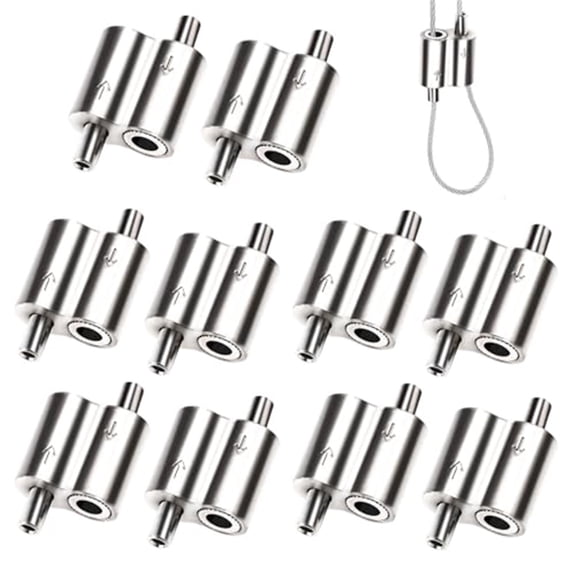 Stainless Steel Wire Rope Cable Clip Clamp, 1/16" Two Way Wire Rope Clips for 1/16 Inch (1.5mm-2.5mm) Stainless Steel Cable/Wire Rope - 10 PCS