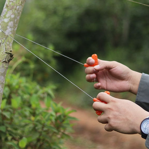 Stainless Steel Wire Saw with Plastic Handles,27.5'' Cable Saw Hand Pocket String Emergency Outdoor Survival Rope Cutting Tools for Camping Hiking and Cutting Trees & Wood