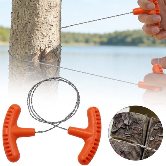 Stainless Steel Wire Saw with Non-Slip T Handles, Portable Pocket Cutting Tool for Wood PVC Pipe Camping Survival