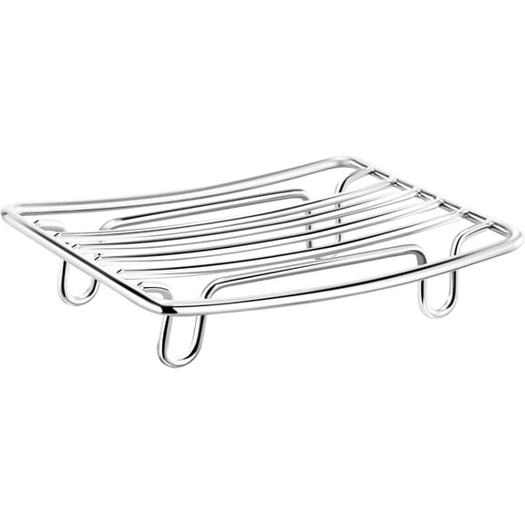 Stainless Steel Wire Soap Dish, Multifunctional Draining Holder for Bar Soap & Sponges, Countertop Storage Rack for Shower, Tub and Sink Areas