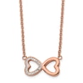 thumbnail image 1 of Stainless Steel With 1in ext Rose IP Preciosa Interlocking Hearts Necklace; 16.5 inch; for Adults and Teens; for Women and Men, 1 of 2