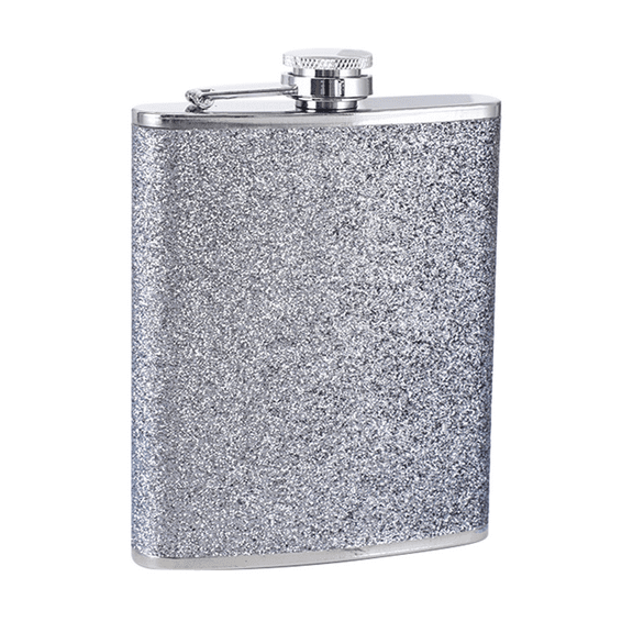Stainless Steel With Colorful Glitter Hip Flask - Stores 6 Ounces