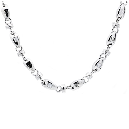 Stainless Steel With Cubic Zirconia Chain Link Men's Necklace