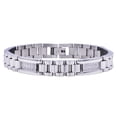 thumbnail image 1 of Stainless Steel With Cubic Zirconia Link Men's Bracelet 8.5 Inch, 1 of 2
