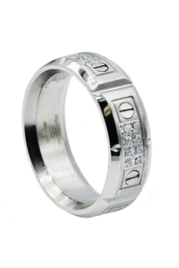 Stainless Steel With Cubic Zirconia Men's Band