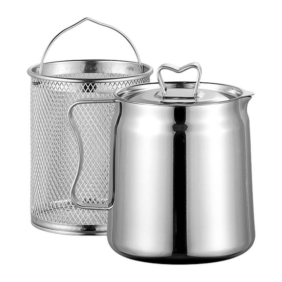 Stainless Steel With Removable Basket & Lid, Large Capacity Frying Kettle For Home Restaurant Cooking