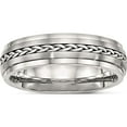 thumbnail image 1 of Stainless Steel With Sterling Silver Braid Inlay Brushed/Polished 6mm Band (Size 9.5) Made In China sr464-9.5, 1 of 5