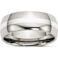 thumbnail image 1 of Stainless Steel With Sterling Silver Inlay Polished 8mm Band (Size 7.5) Made In China sr38-7.5, 1 of 5