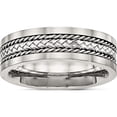 thumbnail image 1 of Stainless Steel With Sterling Silver Inlay Polished/Brushed Edge 7mm Band (Size 12) Made In China sr467-12, 1 of 5