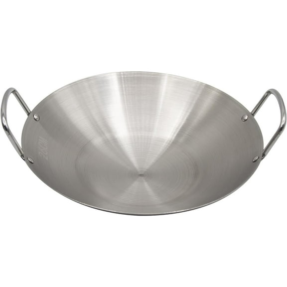 Stainless Steel Wok 10 Inch/ 26cm, Round Bottom Dual- Handled Heavy Wok, Traditional Canton Style Frying Pan Multi- Cooking Wok Stir Fry Pan for Kitchen Restaurant Home (Small)