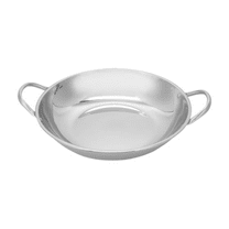 Stainless Steel Wok, Ongmies Cooking Wok Double Handle Cooking Pan Stainless Pan Kitchen Cooking Wok, Double Handle Wok Cooking Pan Round Bottom Frying Pan Multi- Cooking Wok