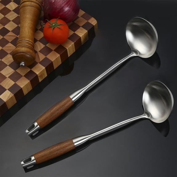 Stainless Steel Wok Spatula Slotted Turner with Long Wooden Handle for Cooking and Stir Fry