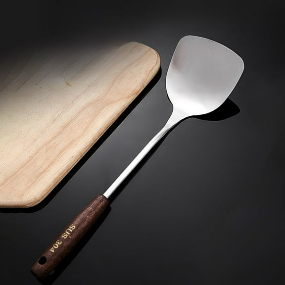 Stainless Steel Wok Spatula, with Wooden Handle, Heat Resistant, Hangable Design, 304 Stainless Steel, Multi-Purpose for Flipping Pancakes/Fish