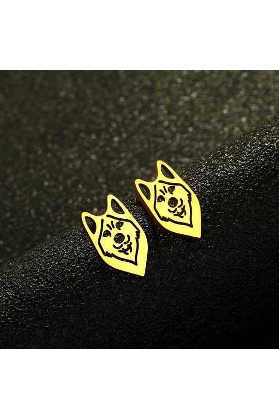 Stainless Steel Wolf Charms Stud Earrings for Men and Women Jewellery Supplies Jewelry