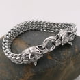 thumbnail image 1 of Stainless Steel Wolf Head Bracelet Titanium Steel Double Ring Bracelet For Men, 1 of 2