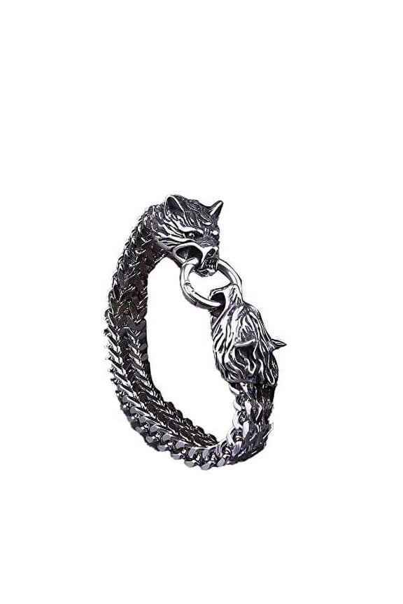 Stainless Steel Wolf Head Mens Bracelets, Fashion Silver Punk Bracelet, Fashion Punk Bracelet