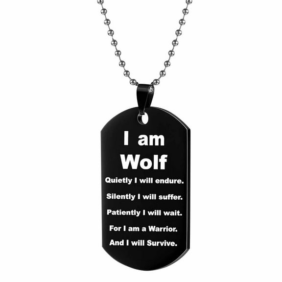 Stainless Steel Wolf Head Pendant Necklace - Men's Military Dog Tag with Double-Sided Engraving, Inspirational Graduation Birthday Gift
