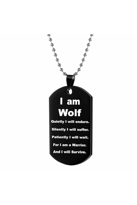 Stainless Steel Wolf Head Pendant Necklace - Men's Military Dog Tag with Double-Sided Engraving, Inspirational Graduation Birthday Gift
