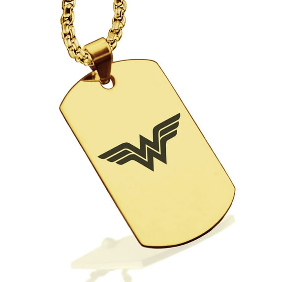 Stainless Steel Wonder Woman Dog Tag Pendant Necklace