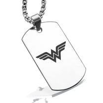 Stainless Steel Wonder Woman Dog Tag Pendant Necklace