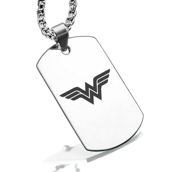 Stainless Steel Wonder Woman Dog Tag Pendant Necklace