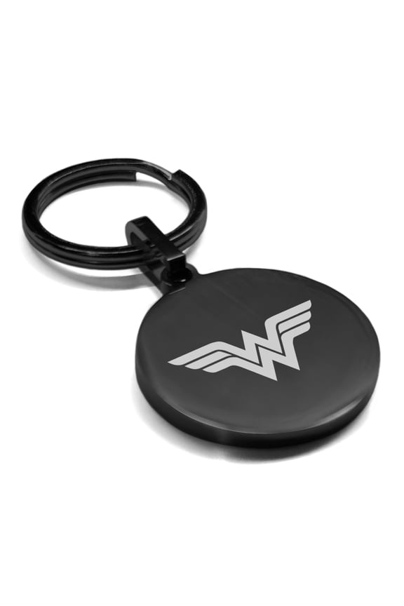 Stainless Steel Wonder Woman Round Medallion Keychain Circle Ring
