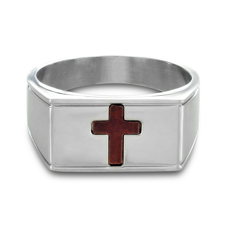 Stainless Steel Wood Cross Ring Size 11 Walmart