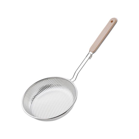 Stainless Steel Wood Handle Strainer Colander Scoop Basket for Kitchen: Rust-Resistant, Comfortable Grip, Quick Draining