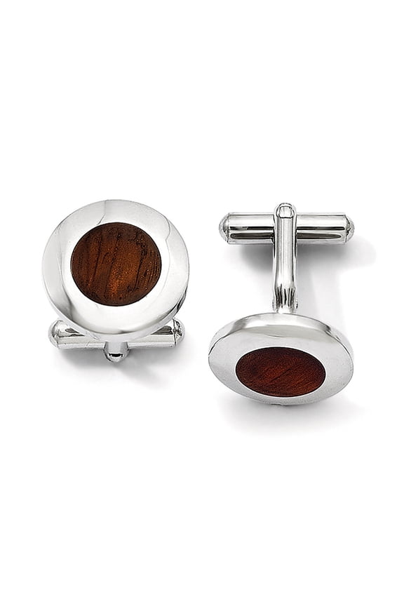 Stainless Steel Wood Inlay Cuff Links