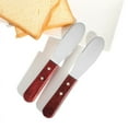 thumbnail image 1 of Stainless Steel Wooden Handle Serrated Cheese Knife, Multi-Use Butter Scraper & Milk Cheese Cutter, Toothed & Smooth Cheese Utensil for Kitchen & Dining, White, 1 of 3