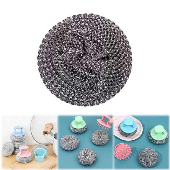 Stainless Steel Wool Scrubber Pad Heavy Duty Kitchen Scouring Sponge for Pots Pans Grills Ovens Sinks Rust & Grease Remover Reusable (1 Pack)