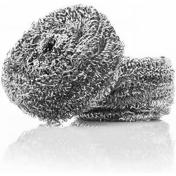 Stainless Steel Wool Scrubber Sponge Pack of 4 for Removing Tough Dirt, Grease, Oil or Stains from Dishes, Pots, Stovetops, Drip Pan, Cookware, Kitchenware