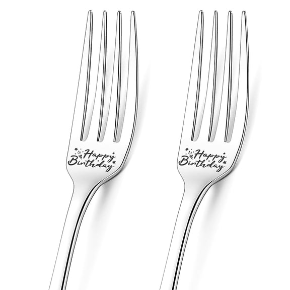 Stainless Steel Word Pattern 304 Stainless Steel Fork with Coated Paper Cutlery Storage box Birthday Themed Pattern 200x24mm Fork: 2pcs/box
