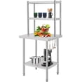 thumbnail image 1 of Stainless Steel Work Table with 2 Shelves, 30x24 Inch Heavy Duty Commercial Food Prep Table, Metal Kitchen Prep Table with Adjustable Shelf & Hooks for Restaurant Home, 1 of 5
