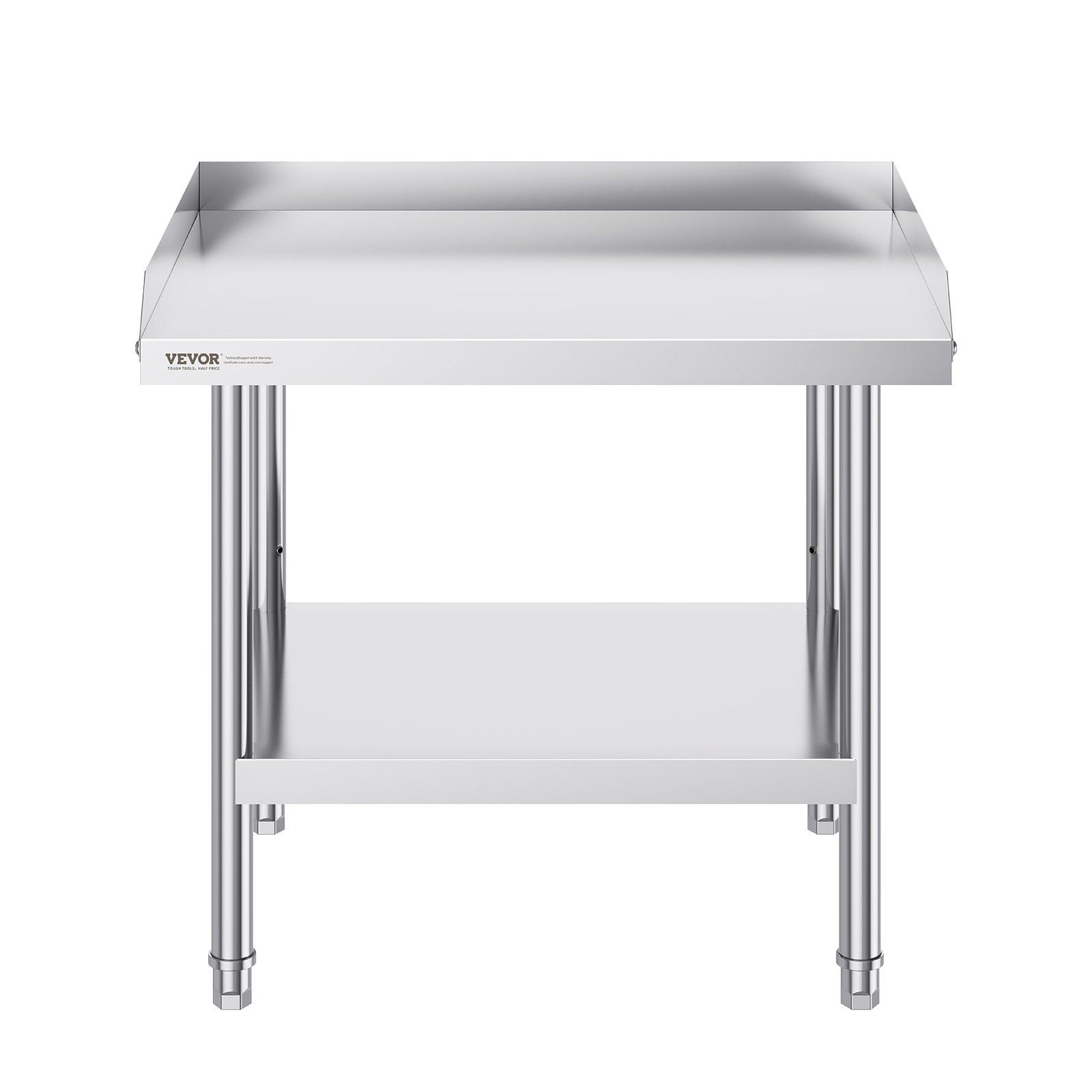 Stainless Steel Work Table 24 x 28 x 26 Inc", Adjustable Height Commercial Prep Table w/3-Sided Backsplash, Heavy Duty for Restaurant, Home, Hotel