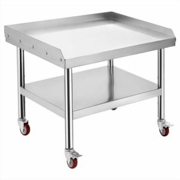 Stainless Steel Work Table, 24"x28"x24" Prep Table with Wheels & Adjustable Legs,Grill Stand Table,Heavy Duty Food Prep Worktable for Commercial Kitchen Restaurant