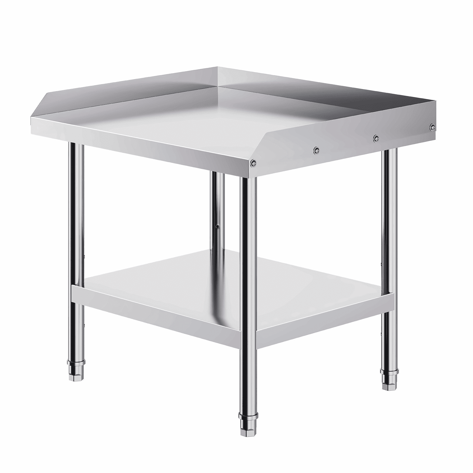 Stainless Steel Work Table 24x28x26 Inch, Commercial Prep Table, 3-Sided Backsplash, Adjustable Height Metal Worktable for Kitchen Restaurant Hotel